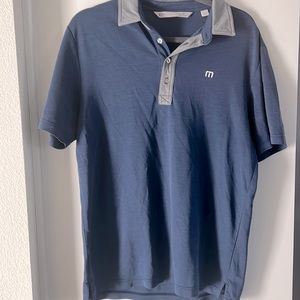 Travis Mathew Men's Blue Casual Short Sleeves Collared Polo Shirt SizeM